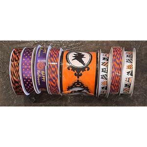 Bundle Of 8 Rolls Decorative Halloween Ribbon 9’ on each roll